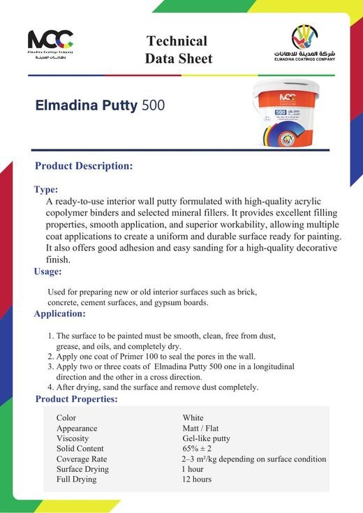 El-Madina Putty 500 technical data sheet